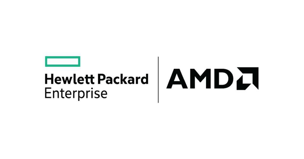 Logotipo Hewlett Packard, Enterprise e AMD