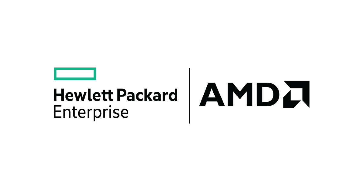 Logotipo Hewlett Packard, Enterprise e AMD